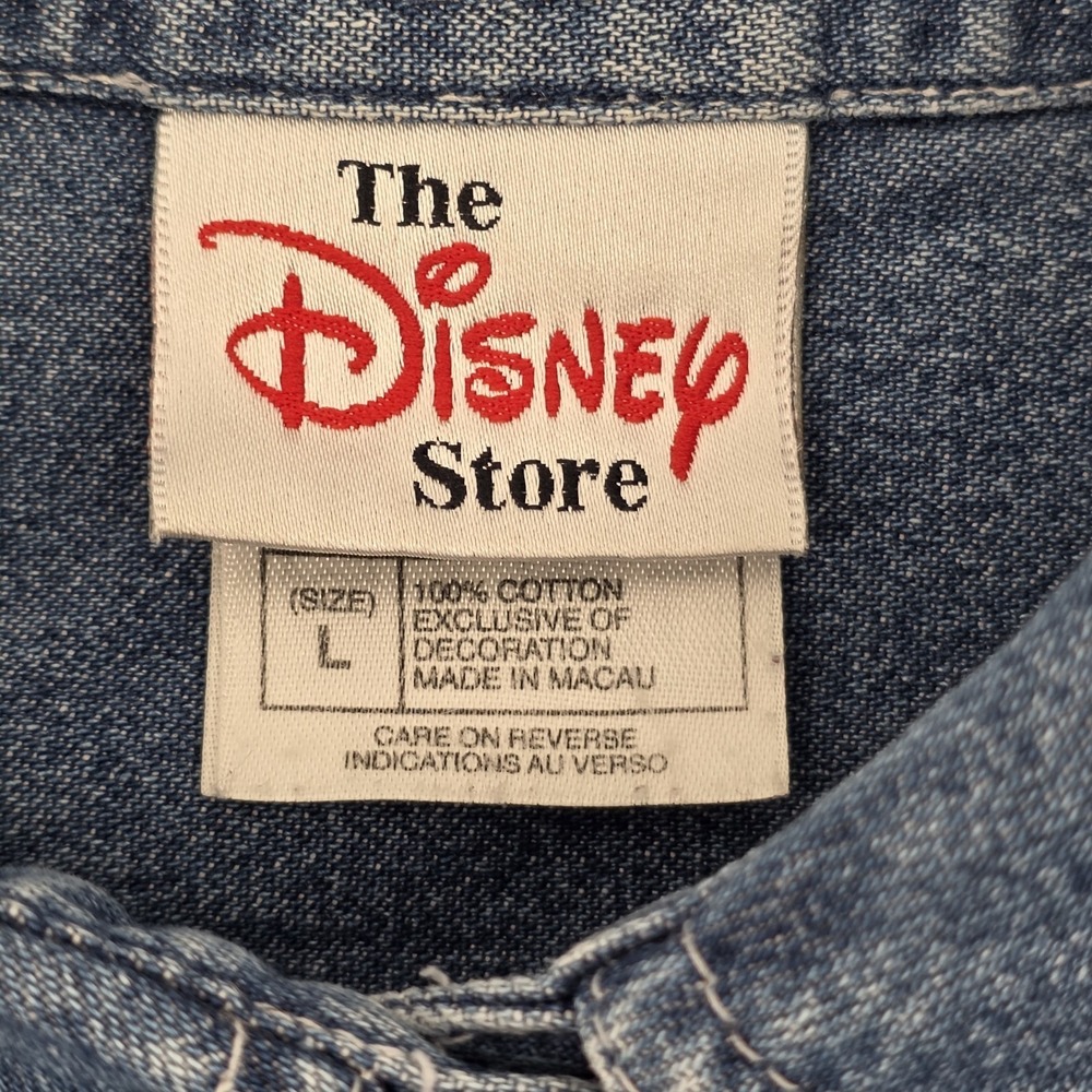 Disney Store Mickey Mouse Denim Women's Sleeveless Embroidered 100% Cotton Large - Picture 4 of 7